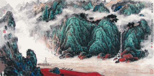 杨启舆（1926～2008） 1991年作 唐人诗意图 镜片 设色纸本
