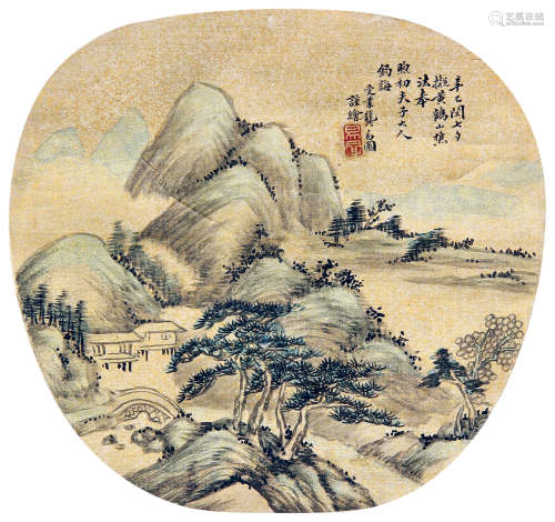 龚易图（1835～1894） 1881年作 山居图 扇 设色泥金笺蒲