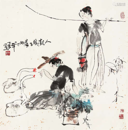 施大畏（b.1950） 1989年作 晨曲 镜片 设色纸本