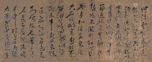 李耕（1885～1964） 行书“白居易诗” 镜框 绢本