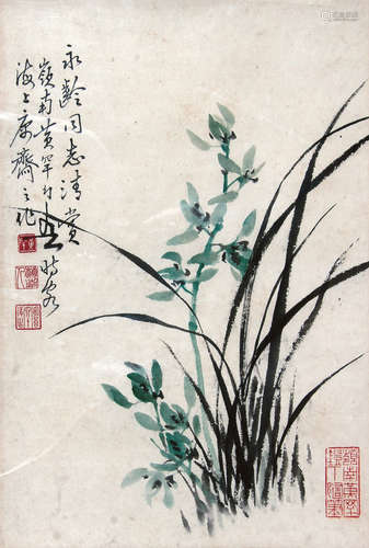 黄幻吾（1906～1985） 兰花 镜框 设色纸本