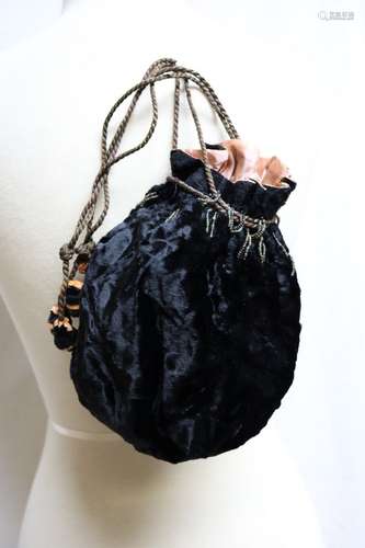 Victorian velvet drawstring purse