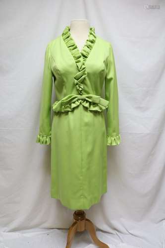 1970s lime green ruffle dress