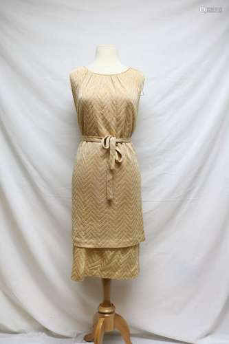 1960s gold chevron dress