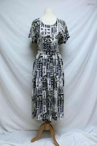 1940's Aldrich Original Ladies Vintage Abstract Rayon Dress