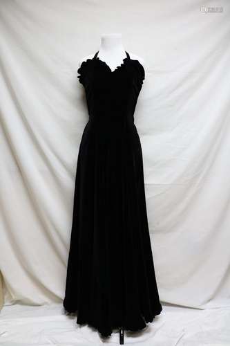 1940s black velvet halter dress