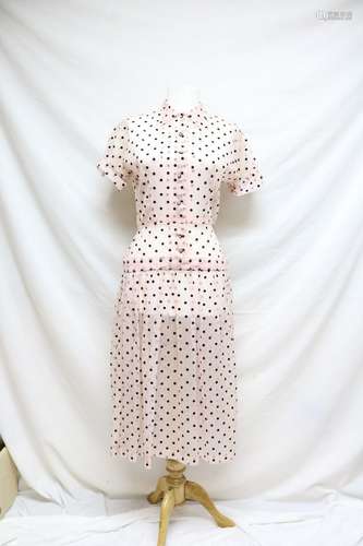 1950s pink/black polka dot dress