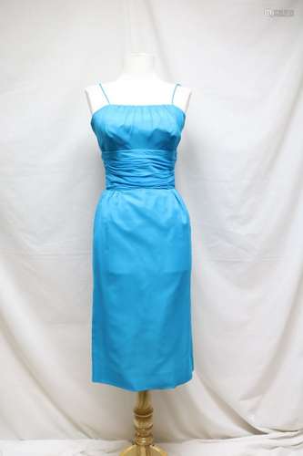 1960s aqua chiffon wiggle dress