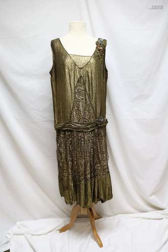 1920s gold lame flapper dress