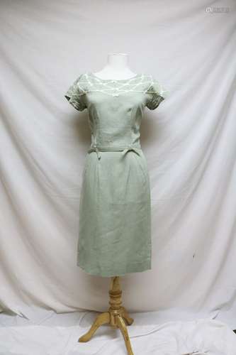 1960's Celery Green Linen Dress