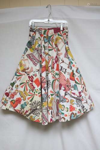 1950s victorian novelty print skirt