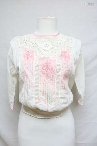 Edwardian embroidered cotton blouse