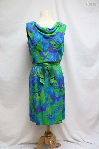 1960s abstract floral silk dress