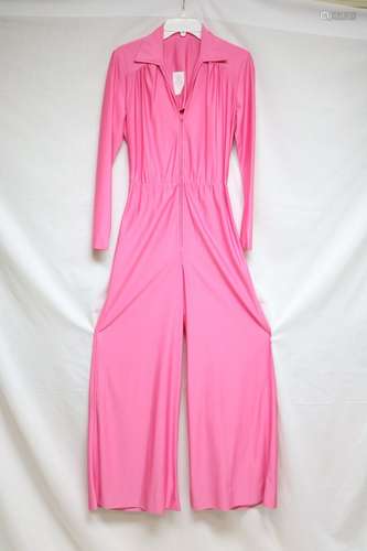 1970s hot pink jersey jumpsuit