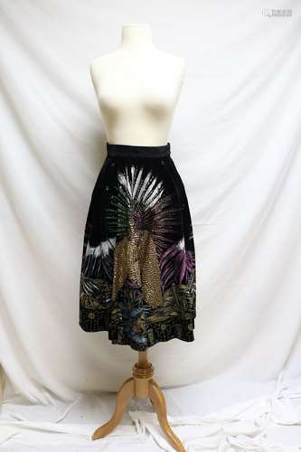 1950s handpainted mexican tourist skirt