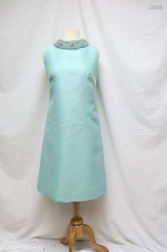 1960s blue beaded sheath dress