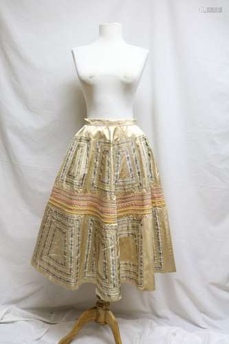 1950s silk satin embroidered skirt