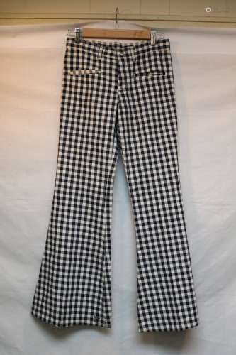 1970's Maverick Navy & White Gingham Bell Bottoms