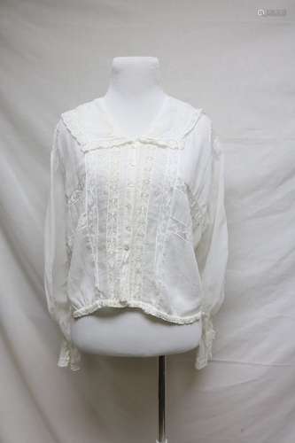 Edwardian white cotton & lace blouse