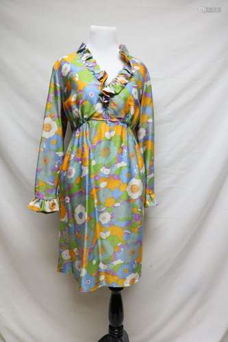 1960s flower power ruffle dress