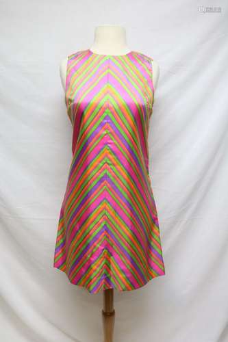 1960s rainbow chevron mini dress