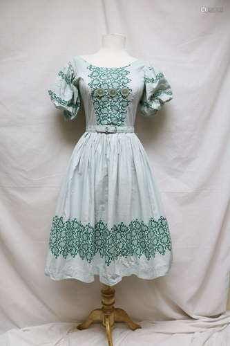 1940s grid & floral dress