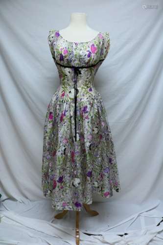 1950's Floral Organza Party Dress