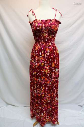 1970's Raggedy Ann Print tube top style Maxi Dress