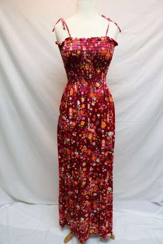 1970's Raggedy Ann Print tube top style Maxi Dress