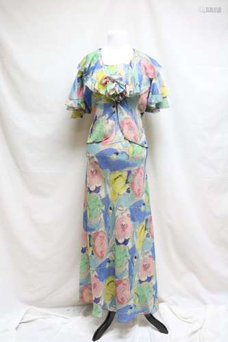 1930s floral chiffon dress & bolero