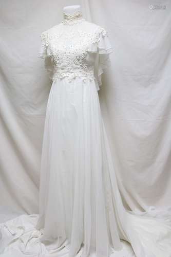 1980s chiffon & lace wedding gown