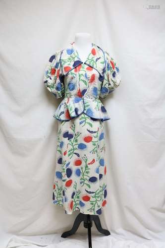 late 1930s floral seersucker dress