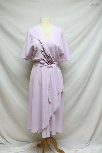 1970s lilac chiffon wrap dress