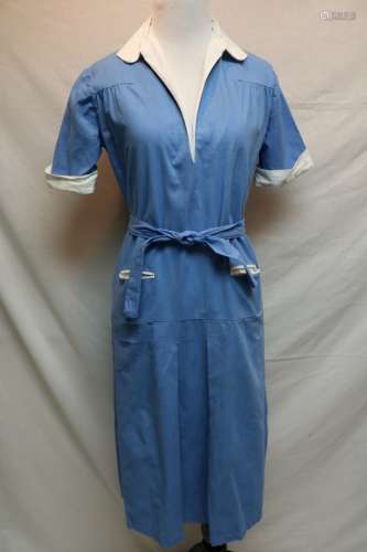 1960's Blue Cotton Day Dress
