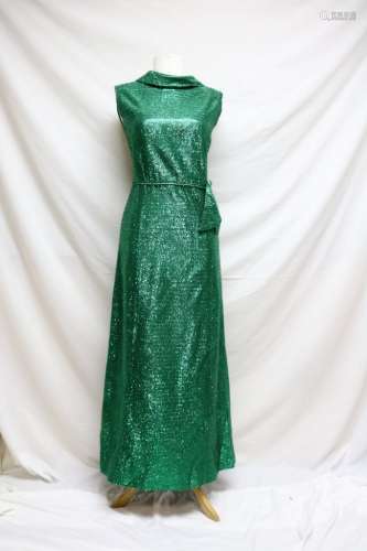 1960s green tinsel sheath dress