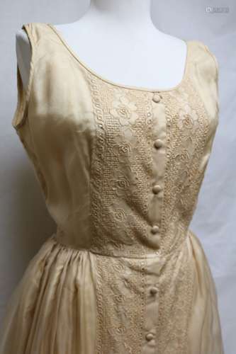 1950s champagne organza dress