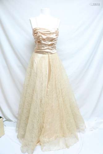 1940's Blush Satin & Lace Gown