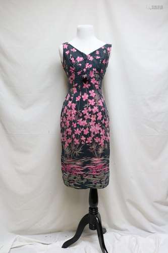 1960s silk floral dress