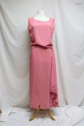 1920s pink sik wrap style dress