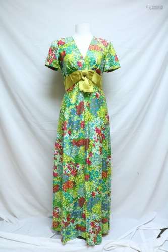 1960's Bright Floral Maxi Dress by Rona