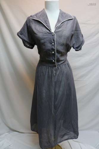 1950's Striped Shirt Waist Dress