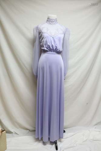 1970's Lilac Lace Gown by Eve of Milady