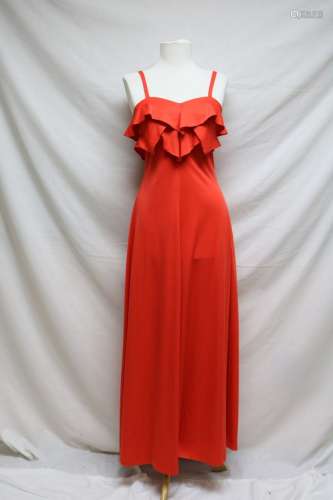 1970s flame red jersey maxi dress