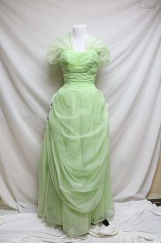 1960s pastel green prom dress