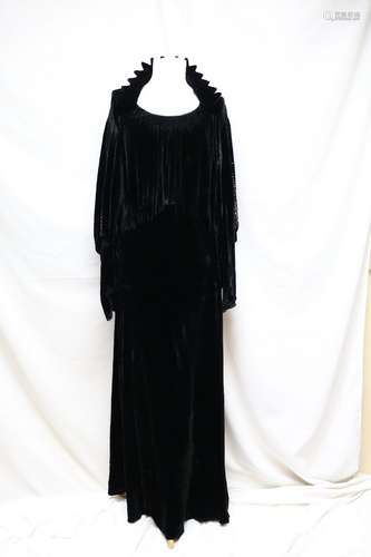 1930s silk velvet studded gown