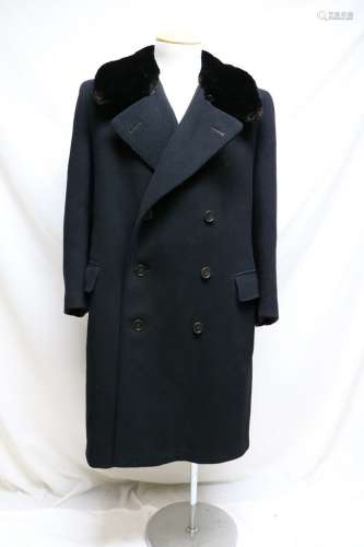 1940s mens black wool overcoat with fur collar