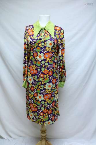 1970's Psychedelic Floral Dress