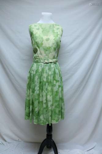 1960's Lime Green Floral Adele Maxim Dress