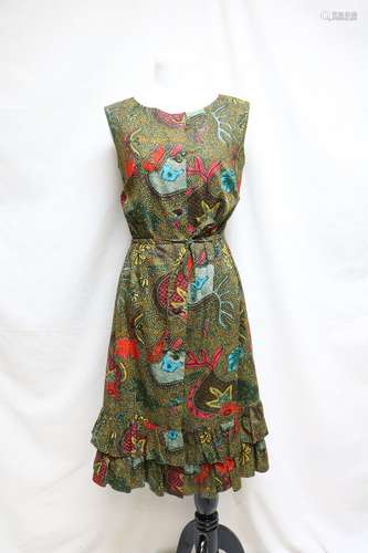 1960s ethnic batik print dress