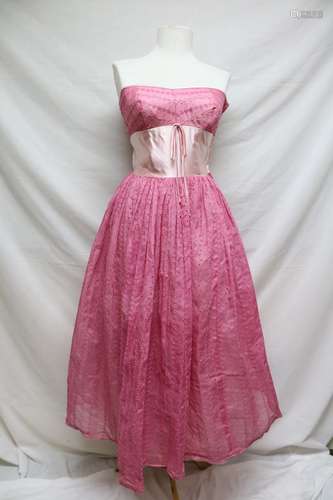 1960s pink eyelet party dress